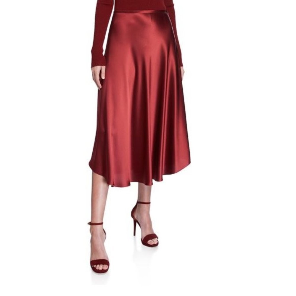 SALLY LAPOINTE Flowy Satin Midi Skirt